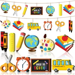 Wooden School Decorations Set, Home Decor Ornament, 10pcs/20pcs/30pcs Hanging Ornaments for Back-To-School Party, Teacher Appreciation Gifts, Classic Design