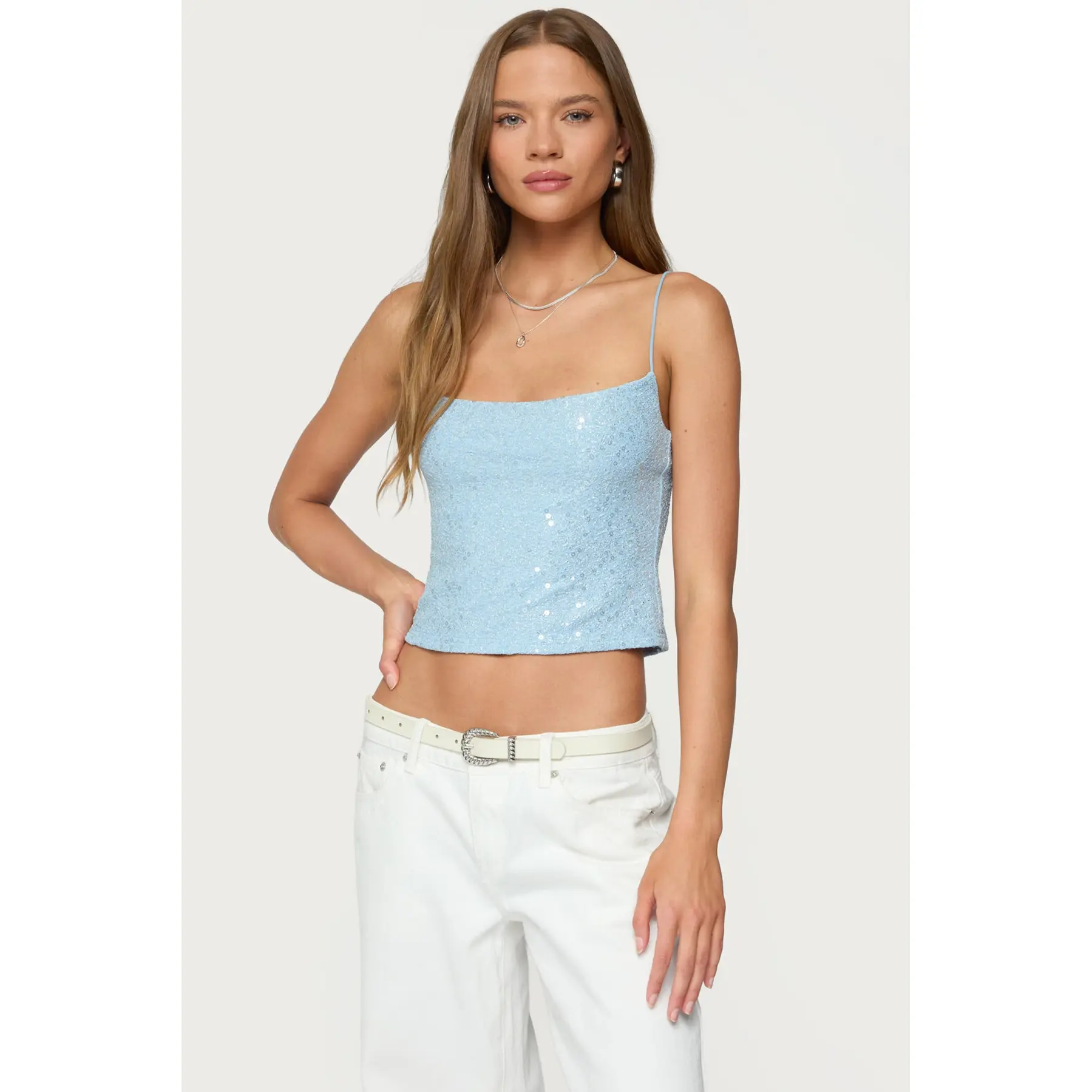 Metallic & Sequin Textured Tank Top