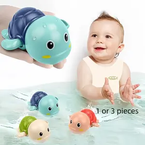 1/3 Pack Wind-Up Swimming Turtle Bath Toys, Cute Smooth Design with Duck Details, Fun Family Bath Time, Ideal Gift for Kids