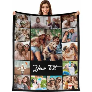 Personalized Photo Blanket For Family, Custom 10 Picture Collage Blanket, Soft Cozy Flannel Fleece Bed Throw, Unique Gift For Mom Dad Couples Best Friends, Birthday Anniversary Christmas Gift, Memory Keepsake Home Decor
