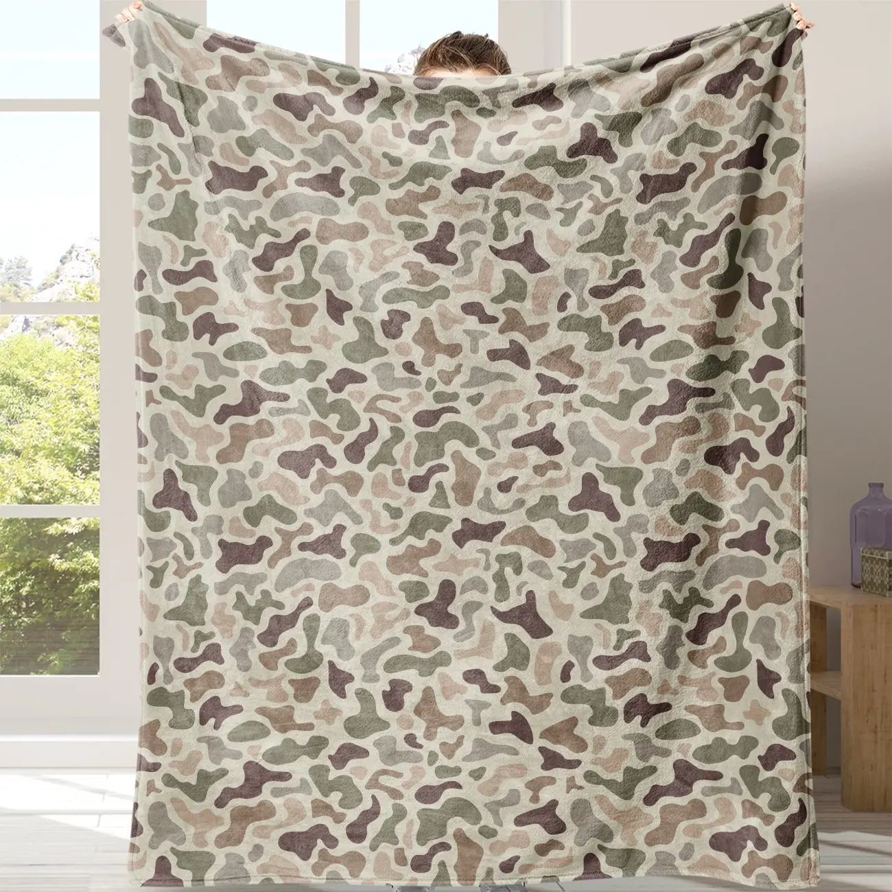 1pc Camouflage Flannel Cozy Blanket, Soft Warm Plush Throw for Sofa Bed Couch, Comfortable Lightweight Travel Camping Home Use Flannel Throw Blankets
