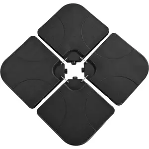 Costoffs 53L 4-Piece Fillable Patio Umbrella Base Stand, Heavy-Duty Cantilever Offset Umbrella Stand Banana Parasol Base Weights Black