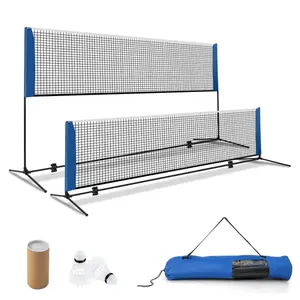 Badminton Net, Height Adjustable Volleyball Net, Foldable Nylon Net 10 ft Wide, Tennis Net, Small Pickleball Net for Backyard Game and Indoor Outdoor Use, Easy Setup