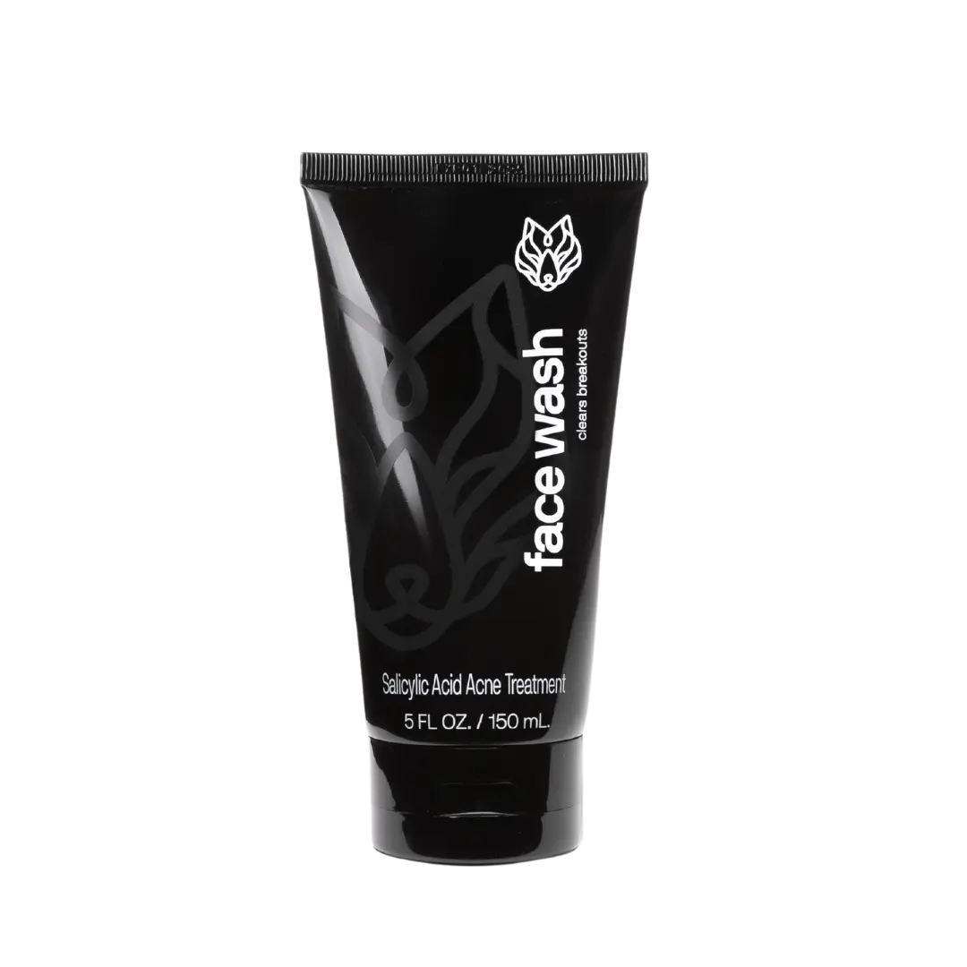 Black Wolf Salicylic Acid & Charcoal Liquid Facial Cleanser -  Anti-Acne Daily Cleanse for Oily & Combination Skin, Oil Control, Hydrating Feel, Prevents Breakouts, Smooth Skin Support, Fresh Clean Feel