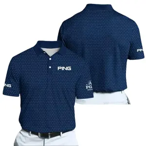 2026 PGA Trophy Pattern Polo – Viral Blue Golf Shirt, Lightweight Breathable Performance Fabric