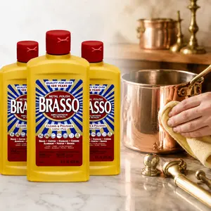Brasso 8 oz. Metal Polish,brass cleaner,copper polish,chrome,stainless steel,aluminum,pewter,bronze,tarnish remover,oxidation remover,dirt stains,brilliant shine,protective barrier,low abrasive,door knobs,locks,name plates,copper pots,stainless appliances