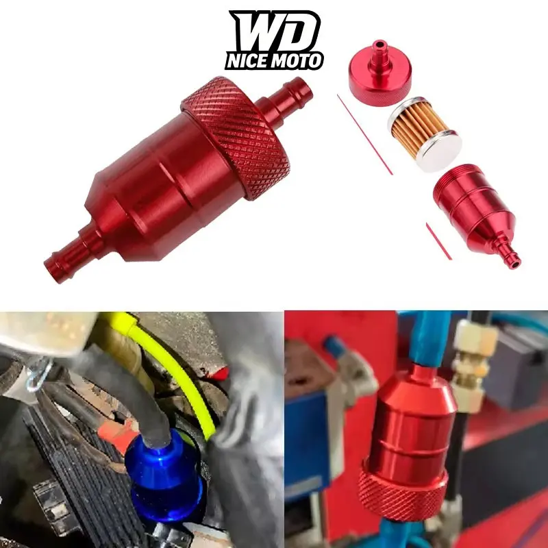 WD NICE MOTO 6mm Aluminum Alloy Fuel Filter, Motorcycle Parts, Replacement, Universal Fit for Motorcycle Atv Quad, Available in Multiple Colors, Durable Cnc Material