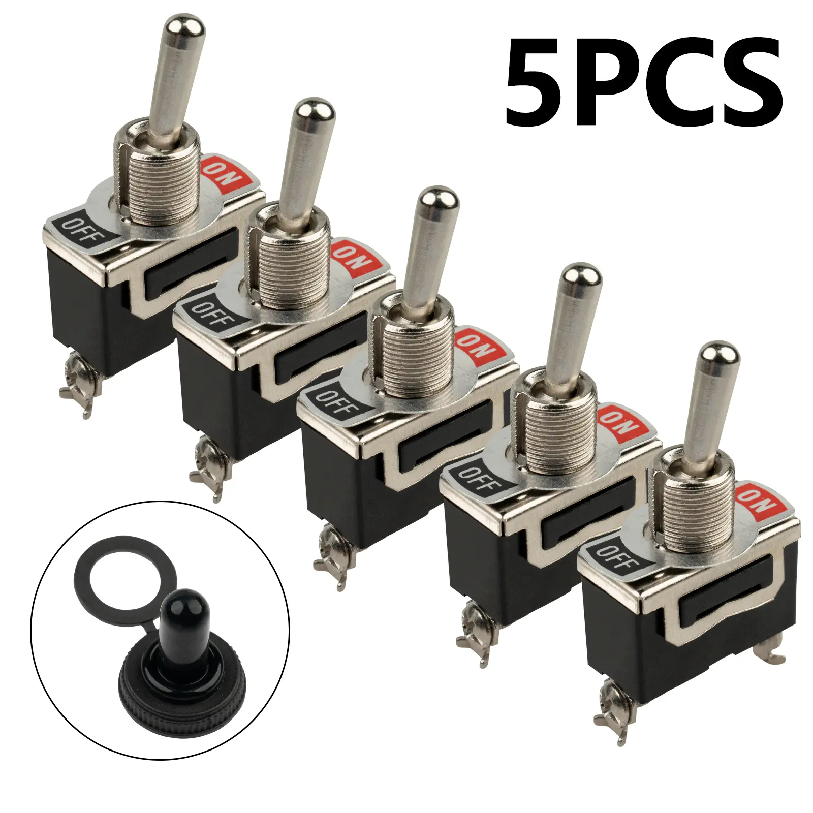 Universal Metal Toggle Switch ON/OFF Rocker Switch for Cars Boats Trucks RVs ATVs and Marine Vehicles, Durable Lever Control Switch for Automotive DIY Wiring, Dashboard Modification, Electrical Accessories and Custom Projects