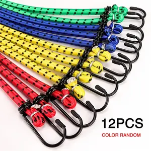 12 Pack Thick Elastic Straps with Hooks, Multi-Purpose Cargo Tie Down Bands for Luggage Motorcycle Car Truck Bike Moving Supplies