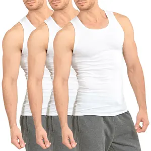 3 Pack Men's A-Shirts 100% Cotton Lightweight Ribbed Underwear Tank Top Solid Casual Menswear S-3XL Regular Big & Tall Workout Breathable Sleeveless Plain Classic