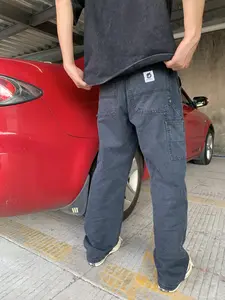 forfooo baggy jeans for men Best Jeans   Men's Relaxed Wide-Leg Jeans Low-Rise Casual Style Workwear-Inspired Knees Streetwear Aesthetic Y2K Straight-Leg Washed Distressed Vintage Black Denim Plain Relaxed Pants Men's Workwear Pants