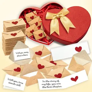 30/90pcs Mini Envelopes with Heart Stickers, Self-Sealing Love Notes, Mini Valentine Cards for Weddings & Engagements, Romantic Gifts, Greeting Card
