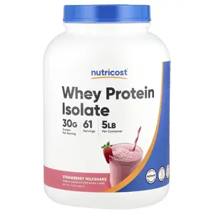 Nutricost Whey Protein Isolate, Strawberry Milkshake, 5 lb (2,268 g)