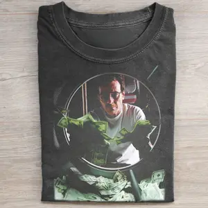 VIntage Walter White Washing His Money Graphic Tee - Breaking Bad Movie Shirt - Jeese Pinkman - Iconic Movie Scene Shirt Streetwear Menswear Top Black Round Neck