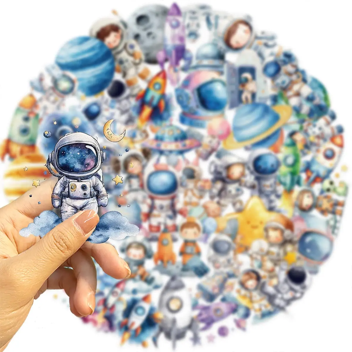 50 Waterproof Space Astronaut Stickers, Sticker Set, Aesthetic Stickers, Colorful Astronaut Themed Decoration for Luggage or Scrapbooking, Perfect Gift for Space Lovers