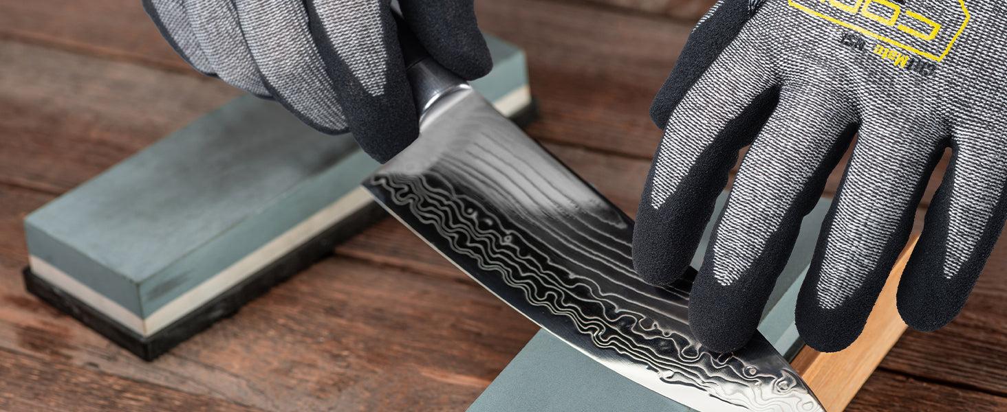 COOLJOB 1/3/12 Pairs A5 Cut Resistant Gloves , Nitrile Rubber Dipped Safety Work Gloves for Men, Knife Proof with Grip Coating