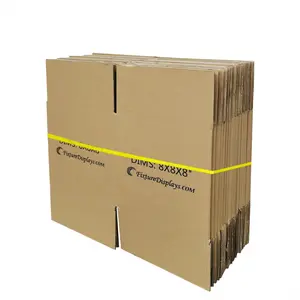 FixtureDisplays® 20 Pack 8 X 8 X 8" Printed Shipping Boxes, Singlewall B Flute Cardboard Box for Shipping, Mailing, Packaging and Storage, Custom Size & Print Welcome 8X8X8-20PK-NF