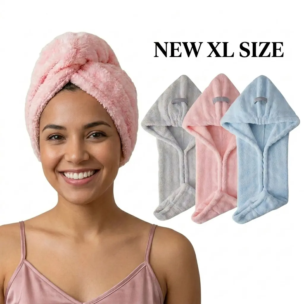Upgraded XL Microfiber Hair Towel Wrap, Ultra Absorbent Fast Drying Hair Turban, Large 11×31.5 Inch Towel for Long, Thick & Curly Hair Back to School College Dorm Essentials