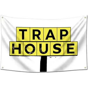 Tapestry  Trap House Flag 3x5Ft Tapestry for College Dorm Room Man Cave Frat Wall Outdoor Banner with 4 Brass Grommets