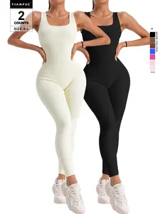 Women's Seamless One-Piece Hip Lift Crew Neck Tummy Control Jumpsuit with Tank Top, Yoga Jumpsuit, Tummy Control Dance & Fitness & Workout Set, Stretch Sportswear for Outdoor Activities, Sporty Jumpsuit, Sporty Comfy Jumpsuit