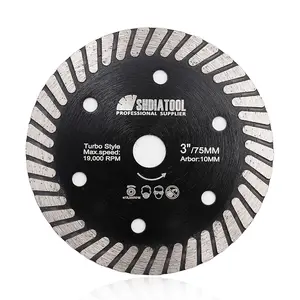 SHDIATOOL 3" Tile Diamond Saw Blade for Cutting Ceramic,Hard Porcelain,Glazed Tiles Dry Cutting disc, 2Pcs, Arbor 3/8"