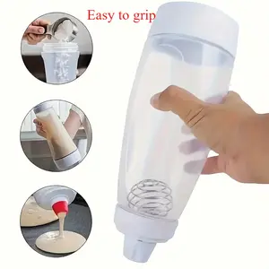 Mess-Free Pancake Batter Dispenser Bottle - Manual Batter Mixer with Blender Ball, Easy Pour Squeezer for Cupcakes & Muffins, Essential Kitchen Gadget