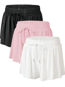 Women's Solid Color Drawstring Shorts, Casual Pocket Bottoms for Summer, Ladies Clothes for Daily Wear