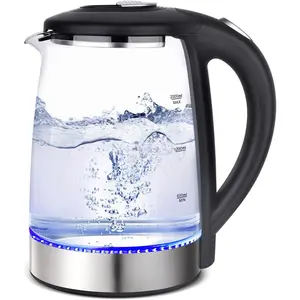 Electric Kettle Glass Hot Water Kettle 2.0L Water Warmer with Auto Shut-Off, Boil Dry Protection, Stainless Steel Lid & Bottom