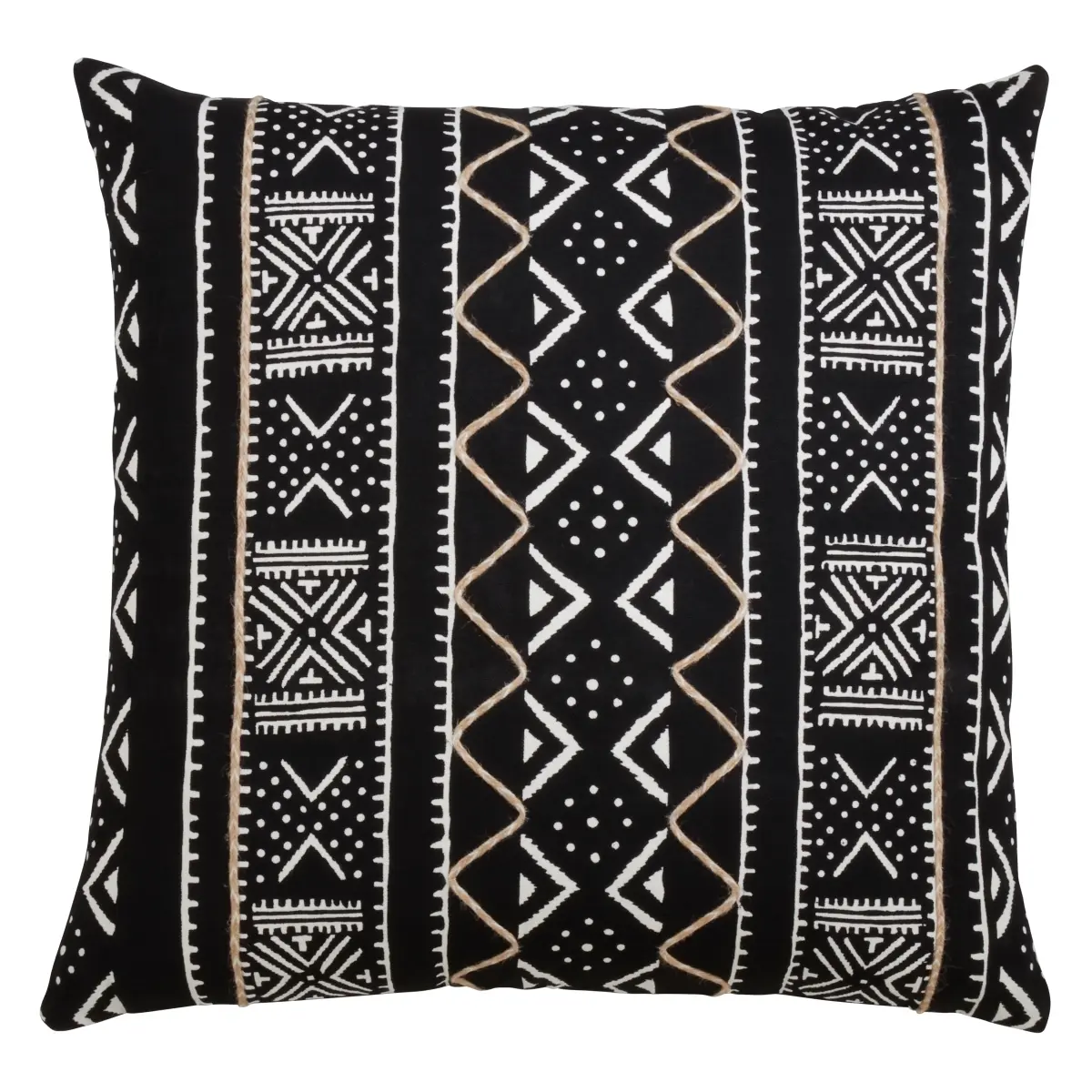 Saro Lifestyle 661P.BK20SP 20 in. Mud Cloth Throw Poly Filled Pillow, Black
