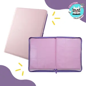 [Baby Pink] 9 Pocket PU Card Binder with Purple Zipper