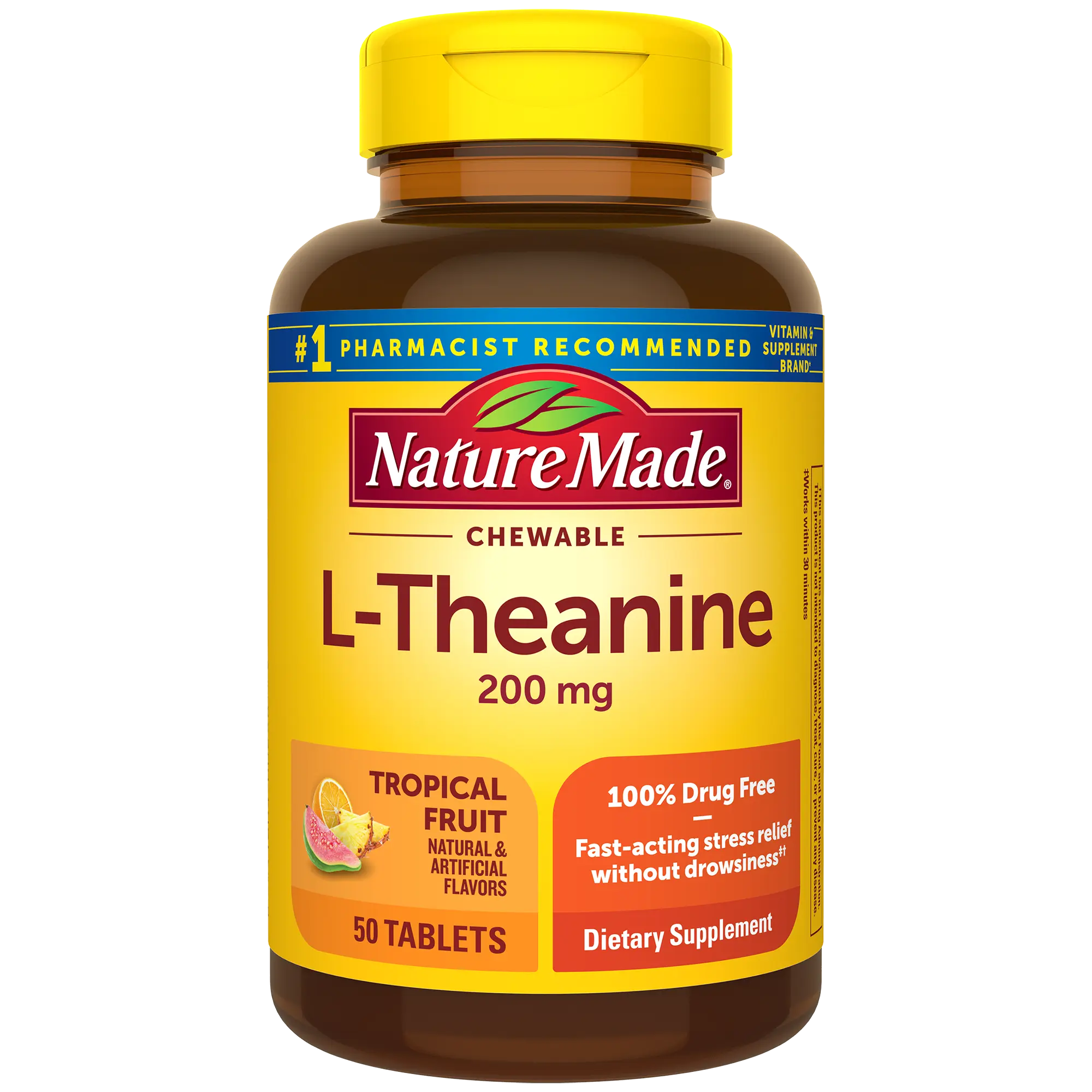 Nature Made Vitamins L-Theanine 200 mg Chewable Wellness Supplement Tablets