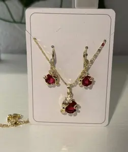 Elephant with Gemstone Oro Laminado Earrings & Necklace Set for Special Occasions and Gifts