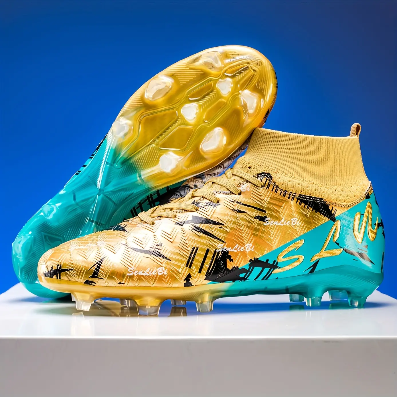 (New) Boys' High-Top Football Cleats - Leather-Synthetic Upper, Lace-Up Closure, Heavy-Duty Studded Sole, Kids Soccer Shoes Training for Outdoor Competition