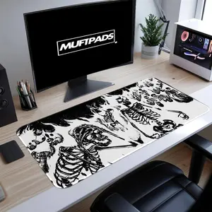 [Sale off up to 65%][Free Ship] Skeleton Black and White Mouse Pad, Gothic Desk Mat, Minimalist Anatomy Illustration Mouse Pad, Halloween Mouse Pad Gift, Spooky