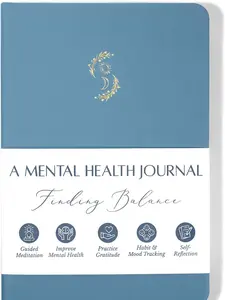 Mental Health Journal – 6-Month Daily Journal with Prompts for Mindfulness, Self-Care & Healing – Anxiety & Depression Relief – Blue Hardcover