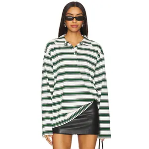 superdown Cailyn Polo Top in White & Green