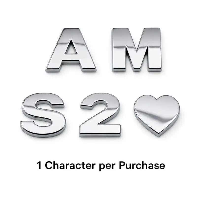 3D Metal Car Letter Sticker Silver Alphabet Number Heart Emblem