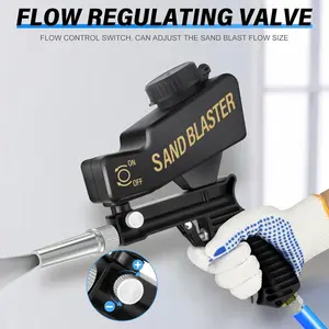 Portable Air Sandblasting Kit for Compressors, Removes Paint Rust Stains and Dirt From Metal Wood Surfaces, High-Efficiency Blaster Gun, Sandblasting Tools
