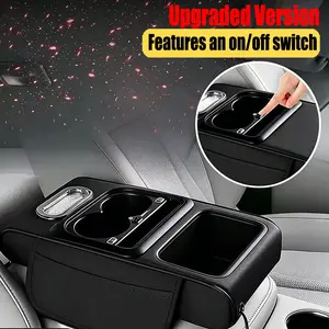 Universal Fit Memory Foam Car Armrest, Starlight Headliner & Car Roof Decor, USB-C Charging Organizer & LED Cup Holder, Boujee Dark Feminine Car Accessories for Girls, Car Stuff