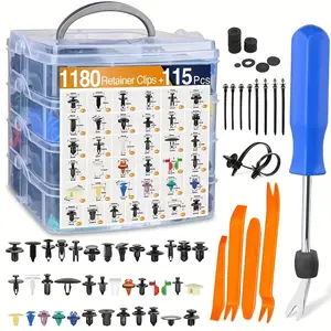 1295-Piece Car Fastener Kit, Durable Nylon Rivets, Cable Ties, Push Pins & Plastic Parts, Includes Removal Tools, Universal Fit, Automotive Accessories, Car Accessory
