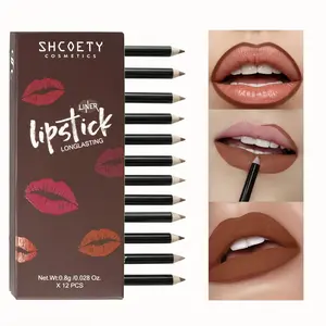 12 Color Burgundy Red Lip Liner Set everyday makeup products- Long Lasting Matte Waterproof Pencil for Perfect Lip Combo, 90s Fine Makeup, Durable Pigment, Lightweight Design, Versatile Use, Ideal Gift for Valentine's Day