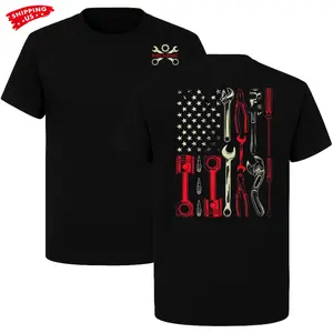 Diesel Mechanic T-Shirt, Mechanic Shirts, Gift For Him, Mens Truck Technician Shirt, American Flag Wrench Design, Fathers Day, 4th July Day, Top Menswear, Made In USA Patriotic Edition