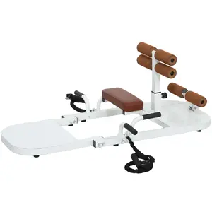 Soozier Foldable Sissy Squat Machine, Hip Thrust Machine with Push Up Stand and Wheels, Multipurpose Glute Workout Equipment for Home Gym, White