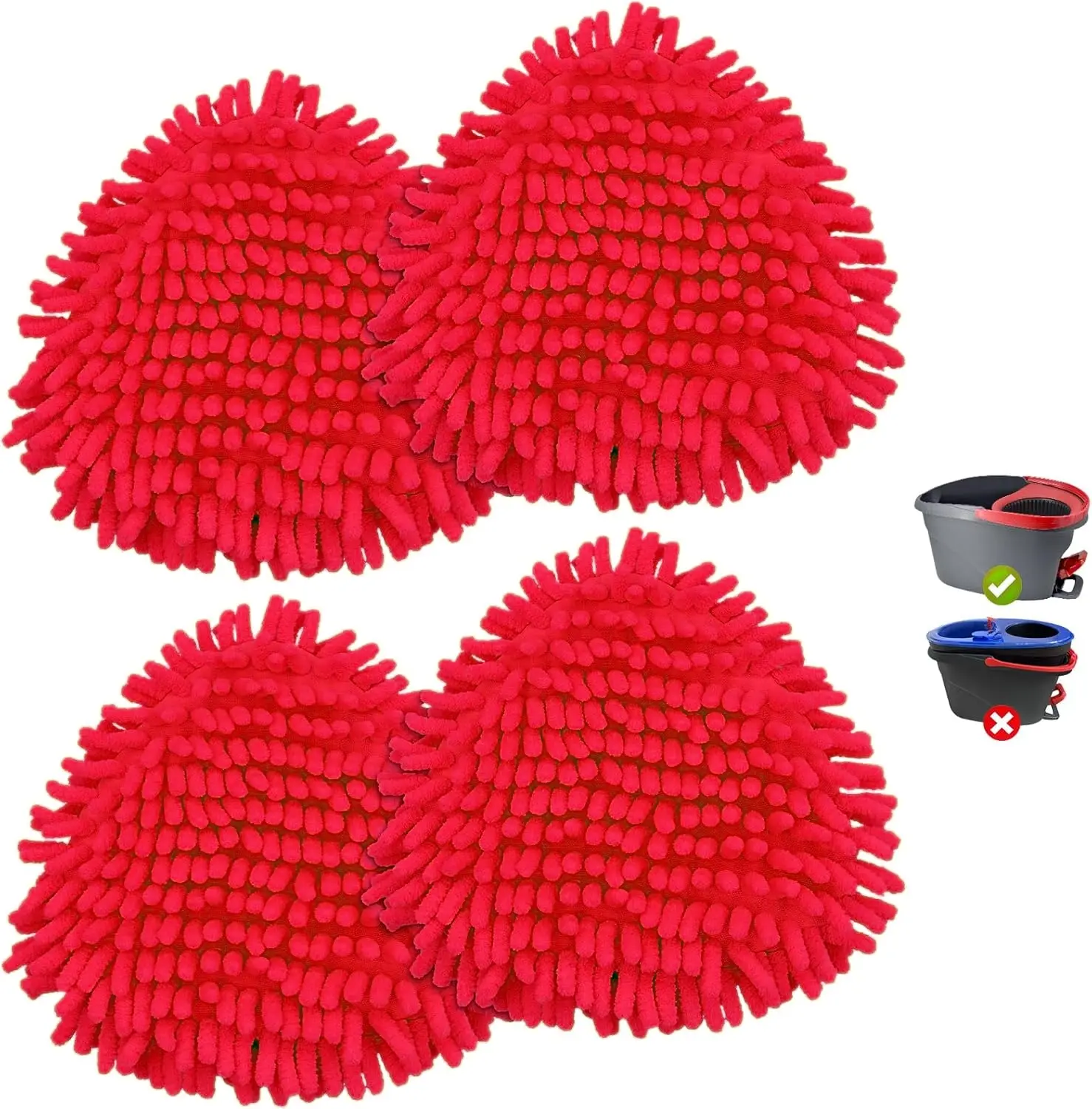 Mop Cloth Reusable, Mop Replacement Head Compatible with EasyWring & Clean Spin System Wet-Dry Mops Cloth for Household 4 Pack