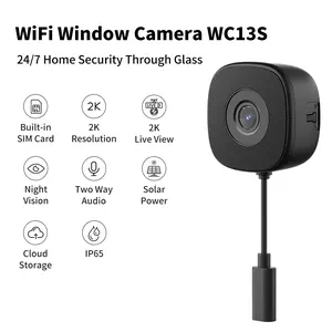 2K 3MP Window Camera Full Color Night Vision No Drill 3-Min Install 2.4G/5G Dual Band WiFi 24/7 Record  WiFi Home Security Camera AI Human Detection Two-Way Audio Indoor Glass Mount for Home Security