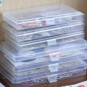 1 PC Stationery Stickers Plastic Clear Storage Box Organizer Container Art Tool Case for Craft Desktop