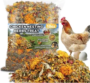 10oz Chicken Nesting Herbs - Dried Herb Layer Feed Coop and Run Insulation Roosting Bars for Box Pads Supplies Laying Hens Chicks Vacuum Packed Bedding Winter
