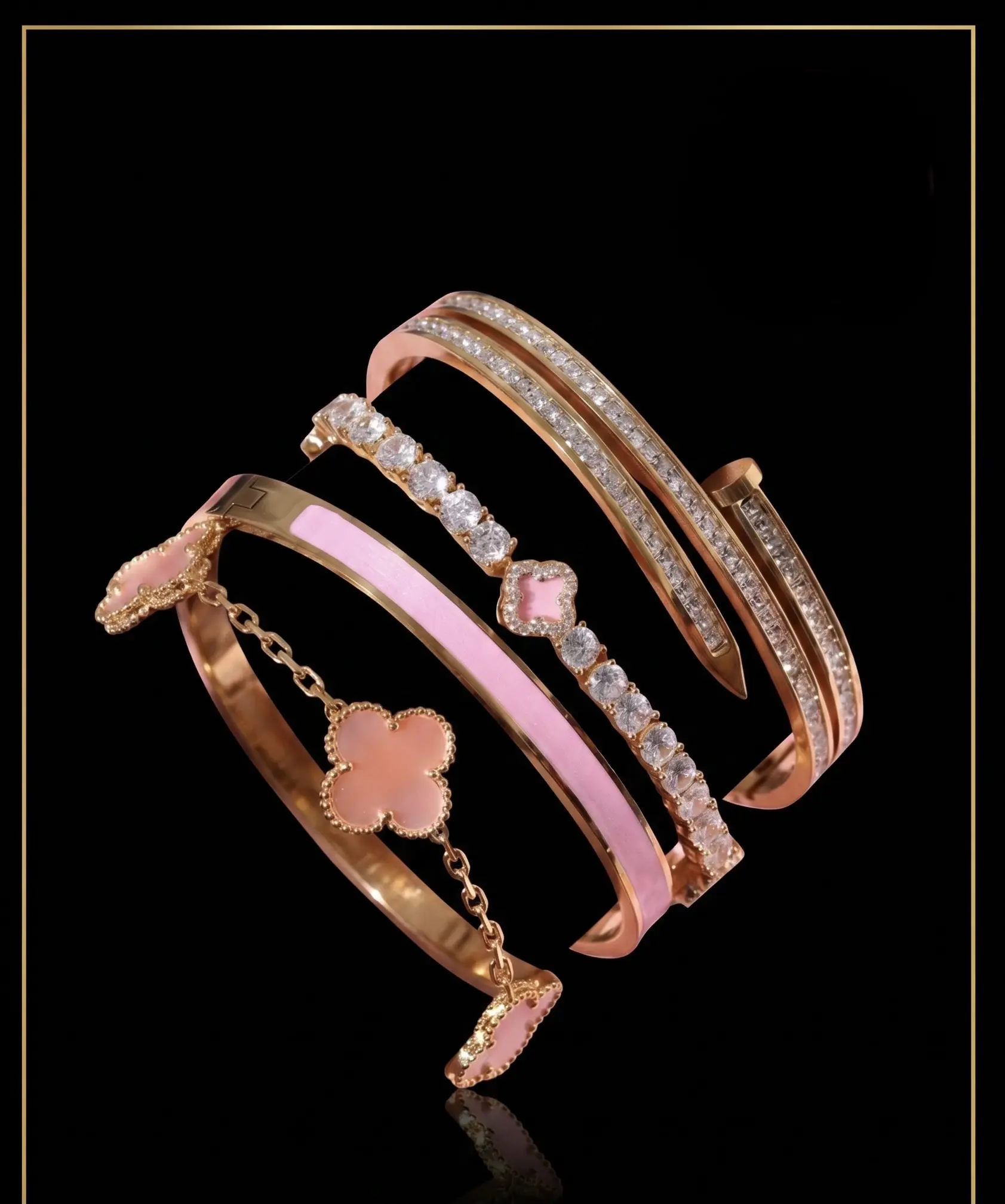 Pink bracelet stack set