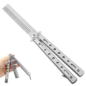Foldable Stainless Steel Hairdressing Training Comb Anti Static Hair Styling Tool Barber Practice Kit Portable Folding Comb Safe Rounded Design Non Slip Anti Rust Durable Comb
