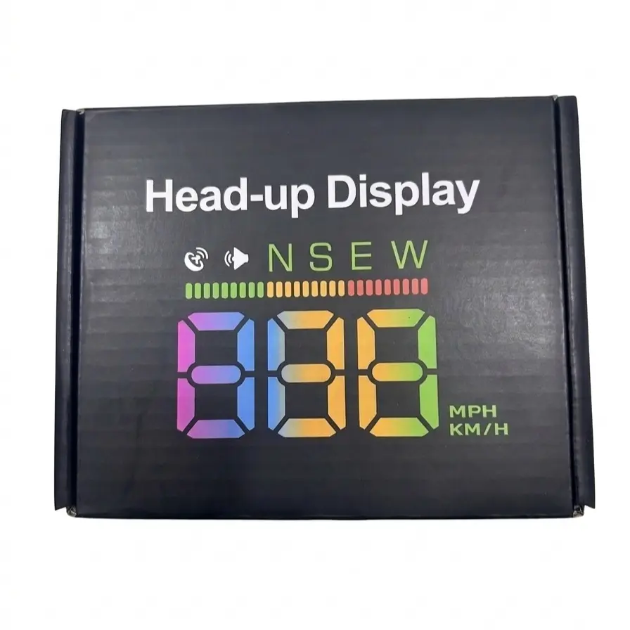 Car HUD Head-Up Display with USB Port, Auto Brightness & Large Text, Universal Fit for All Car Models, Digital MPH Speedometer, LED Ambient Lighting, Speed Alert, ABS+PC Material, 99.5x65x20mm Automotive Diagnostic Accessory